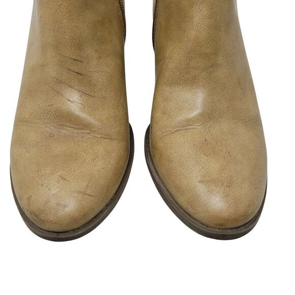AEO Womens Tan Distressed Vegan Faux Leather Ankle Boots Booties Sz 7 Western - Picture 5 of 13